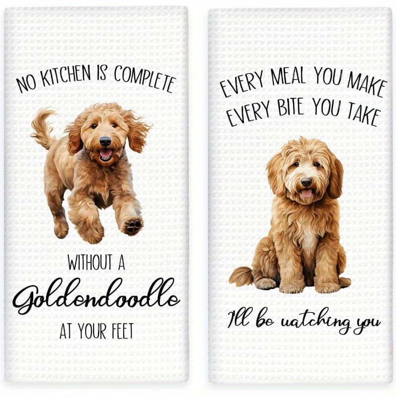 TEMU 2pcs 18×26 Inch Funny Goldendoodle Kitchen Towels, Gifts For Dog Lovers Women Men Dish Towel, Funny Is Complete Without A Goldendoodle Dish Hand Towel For Home Decor Kitchen Towel