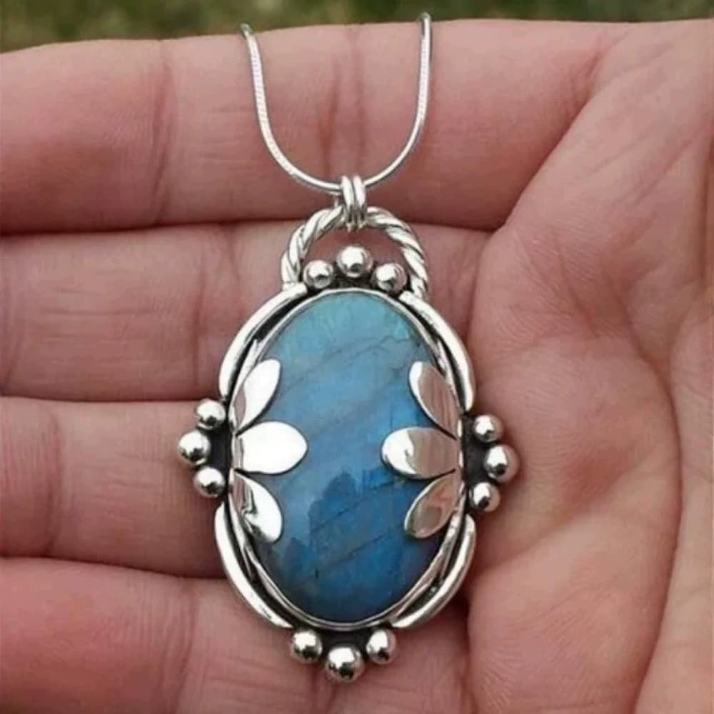 TEMU Fashionable Bohemian Style Artistic Style Adult Novelty Party Gift Exquisite Smooth Natural Stone Pendant Necklace Sweater Chain