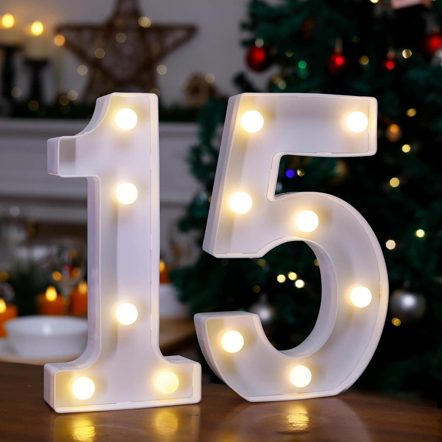 TEMU 2pcs, 15th Birthday Decorative Letter Lighted Holiday Displays, Battery-powered Led Number '15' Logo Decoration Night Lights