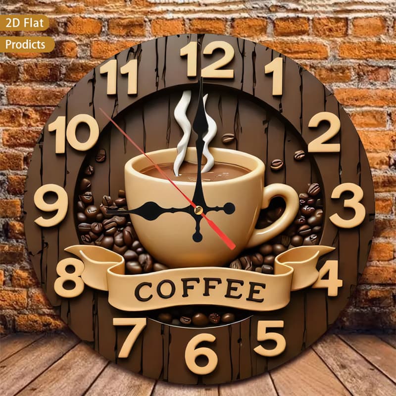 TEMU 1pc 1pc 1pc Coffee Bean Wall Clock- Silent Non-ticking Battery-(aa Required) Face With Coffee Cup And Bean, Frame Suitable For Kitchen, Bedroom, Office, Living Room, Clock, 2d Flat