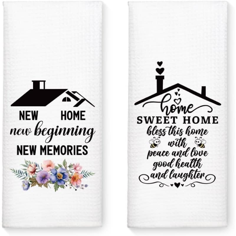 TEMU 2pcs 18×26 Inch New Memories Kitchen Towel Set, This Home With , Kitchen Towel Set Housewarming Gifts For Moms Sisters