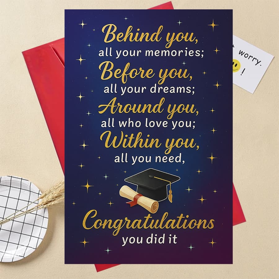 TEMU 1 Greeting Card + Envelope, Graduation Card With Inspirational Quotes, A Gift For For College And High School Graduation Celebrations