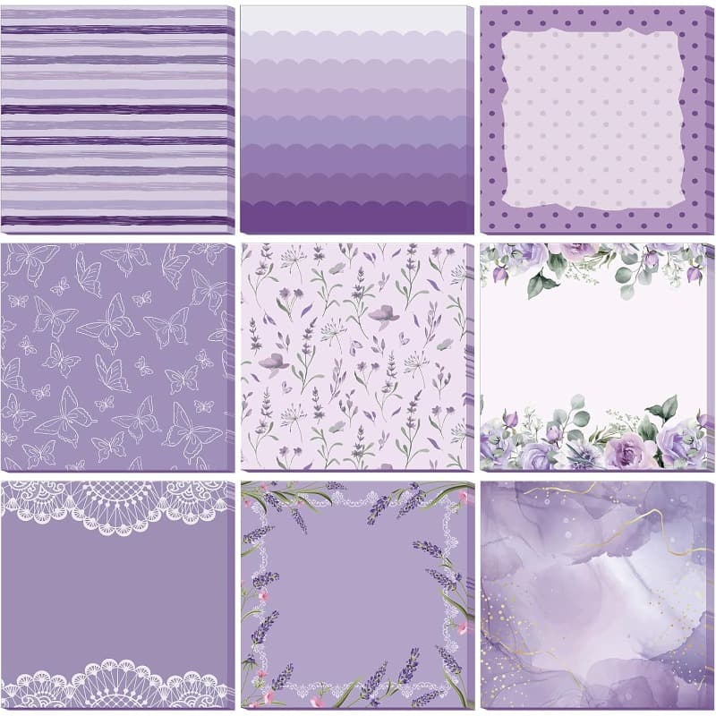 TEMU Set Of 9 Sticky Notes In Soft Pastel Colors, Perfect For Decorating Your Desk At For Home Or . Ideal For School Supplies And As Gifts For Women, Coworkers, Or For Birthdays (purple)