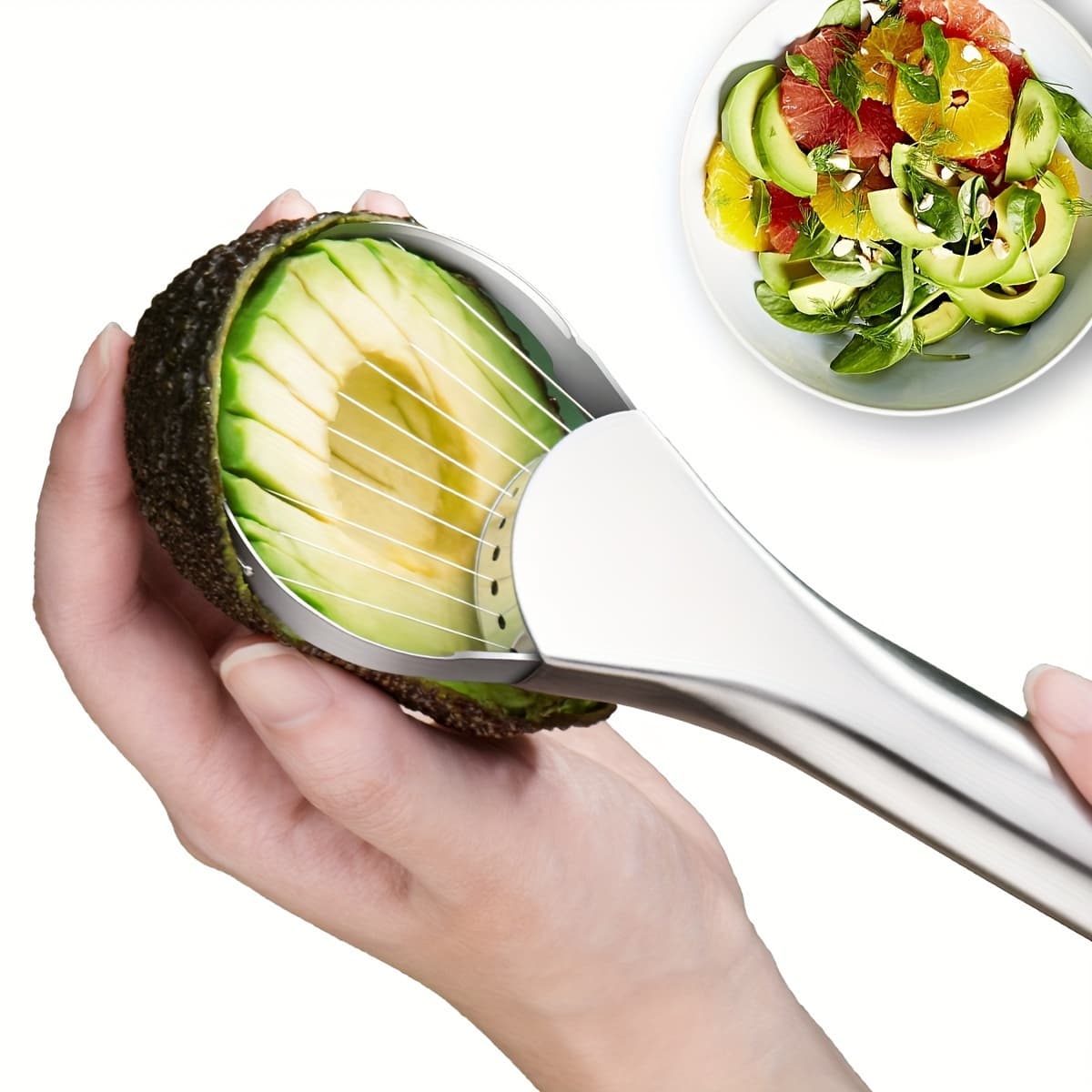 TEMU Stainless Steel Avocado Cutter - Multifunctional Manual Avocado Pitter And Peeler, A Kitchen Essential - No Electricity Required, Durable And Easy To Clean