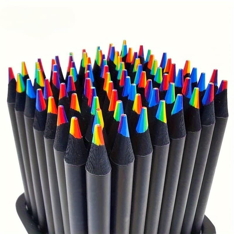 TEMU 60pcs Halloween Gift Set Featuring 7-in-1 Rainbow Pencils, Wooden Rainbow Colored Pencils, And Assorted Multicolored Art Supplies For Drawing, Coloring, And Sketching