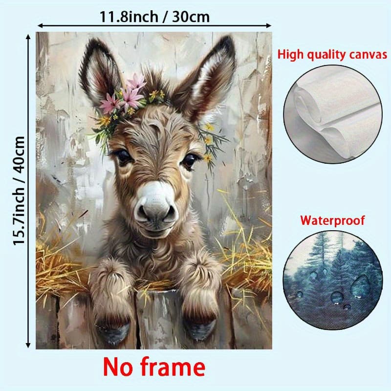 TEMU 2d Flat, 1pc, Canvas Wall Art Donkey, Fun Decor Suitable For Living Room, Bedroom, Kitchen, Wall Art Perfect For Room Decoration, 12x16 Inches Frameless, 2d Flat, Perfect For Room Decor, 2d Flat