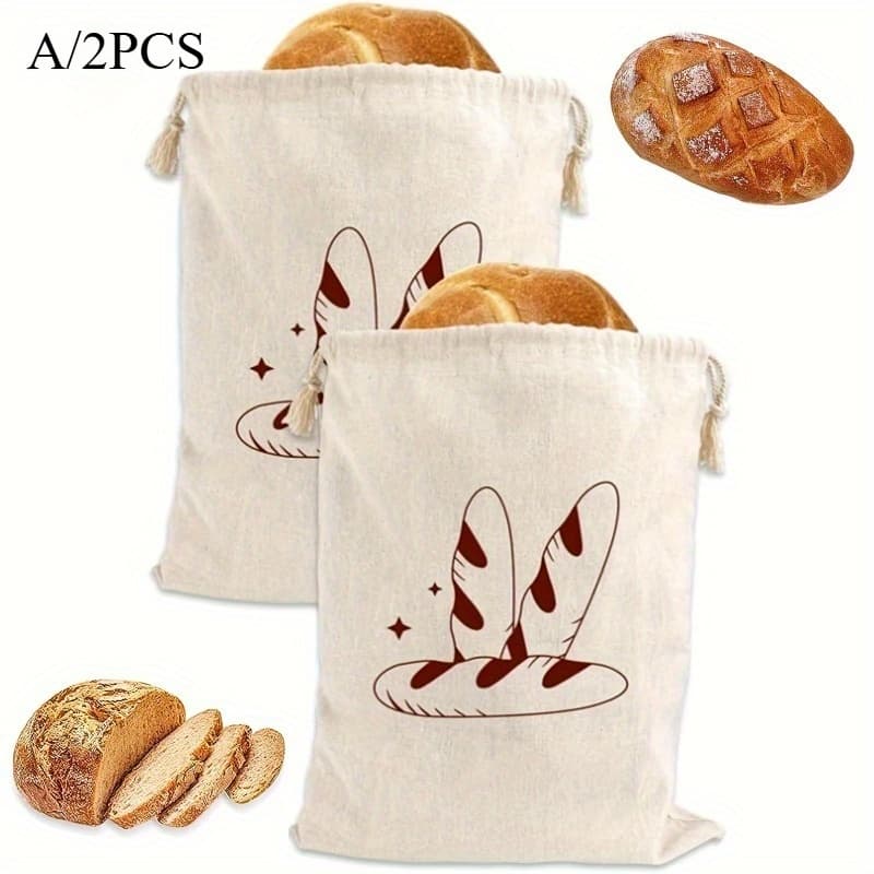 TEMU 2 Linen Bread Bags That Reused, Ideal For Storing Yeast And Homemade Bread, Making Them A Great Present For Baking Enthusiasts , An Essential For Baking | Stylish Bread Bags | Linen Storage Bags