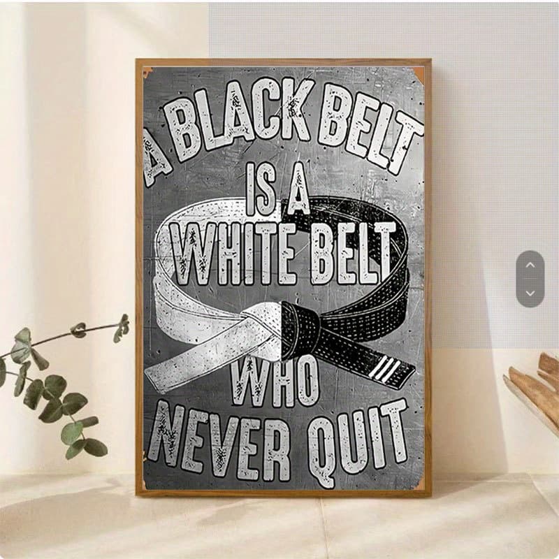 TEMU 2d Flat, 1pc Black Belt Martial Arts Poster - Bjj Art, 12x18 Inch Frameless Canvas Print With Belt - Motivational , Home Gym & Office Decor For Martial Artists, 2d Flat