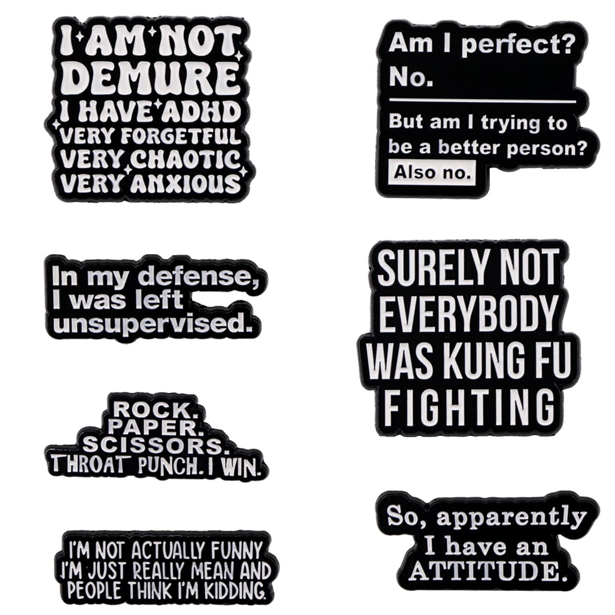 TEMU 7pcs/set Humorous Quotes Lapel Pins Enamel Pin Badges On Backpack Badges Gifts Brooches For Women Accessories