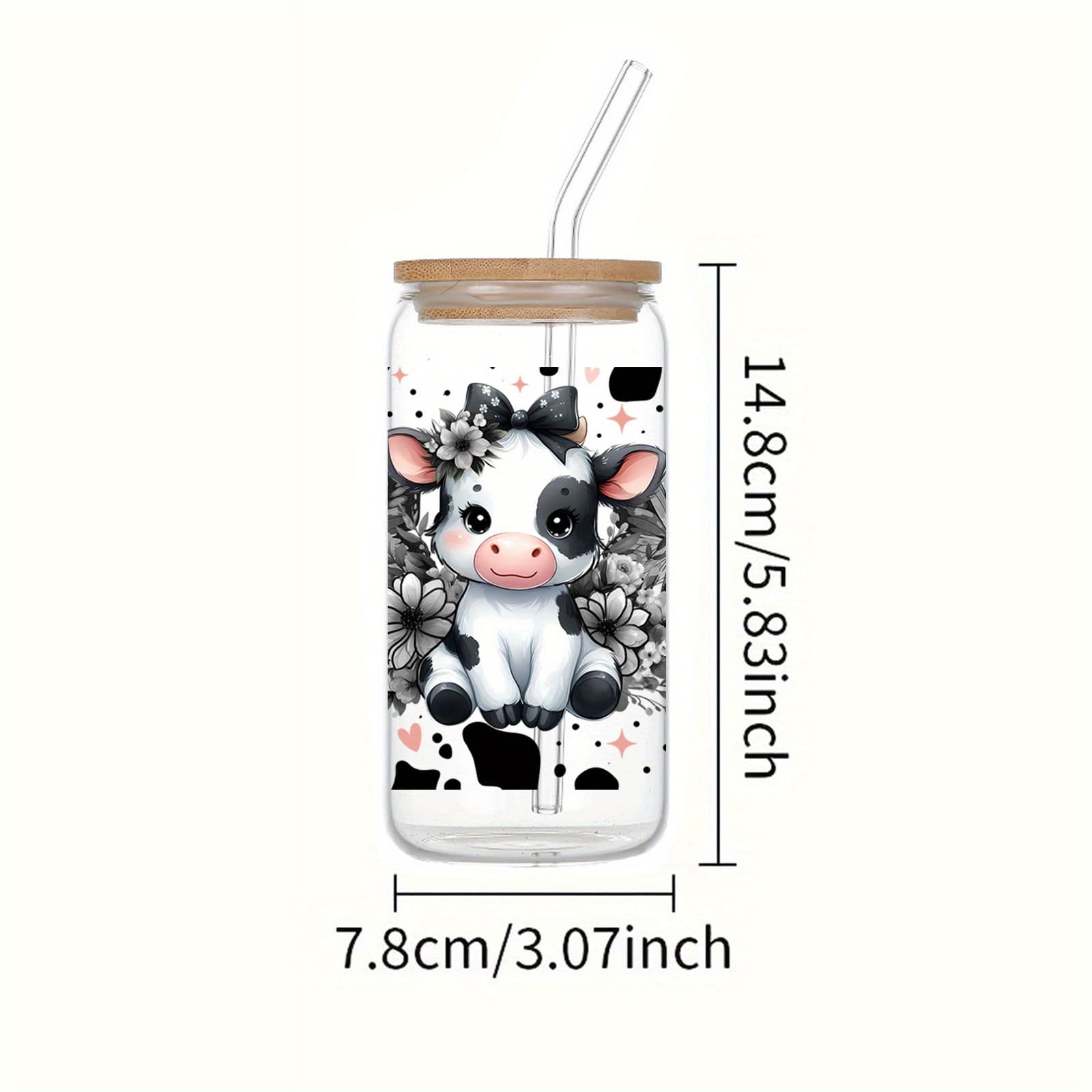 TEMU 1 X 16oz Beer Glass Can, Soda With Vein Highland Cow Pattern, Glass Can Cup With Lid And Straw, Water Cup/'s Day/easter/graduation Season/teacher's Day/back-to-//mother's