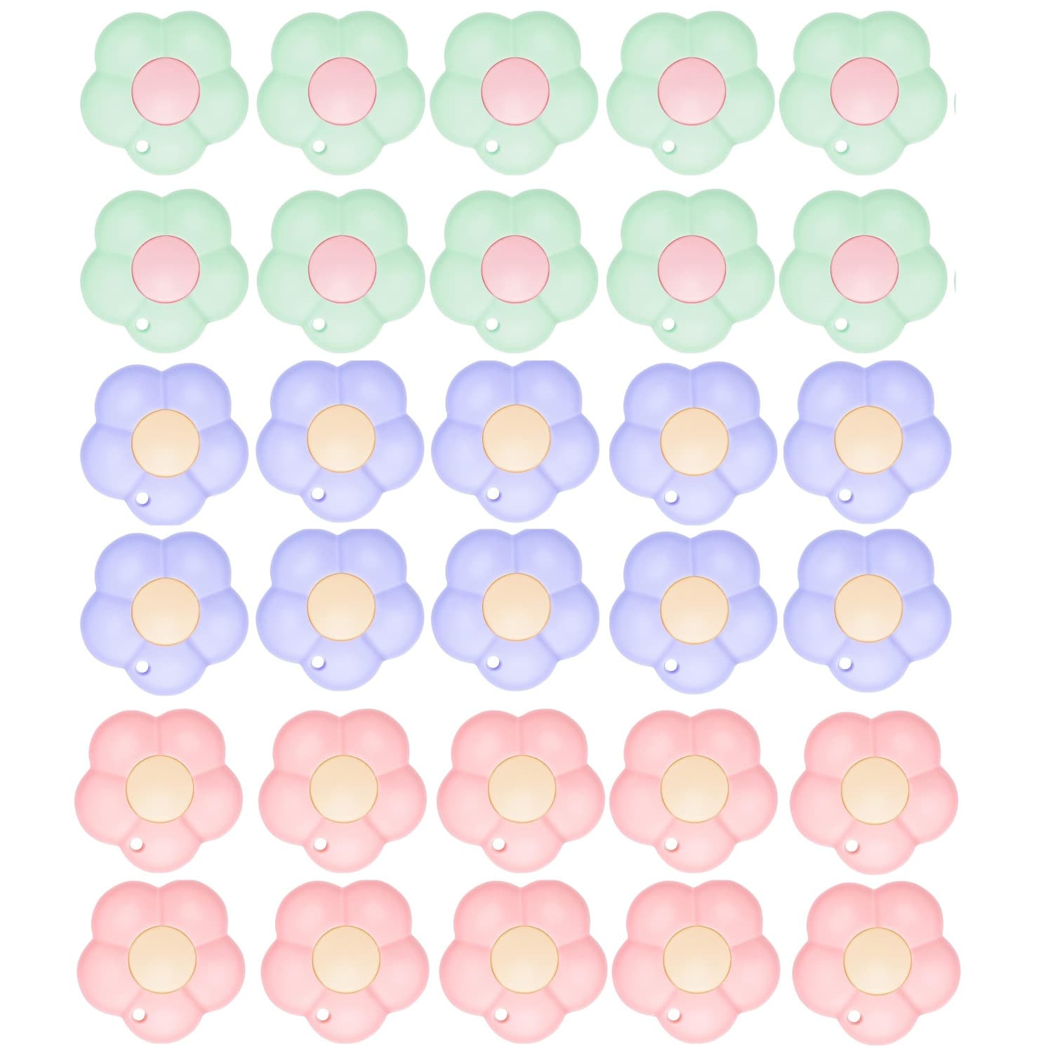 TEMU Set Of 30 Mini Retractable Designed Like Flowers, Featuring A Keychain Hole, Perfect For Office, Home, And Crafting Tasks
