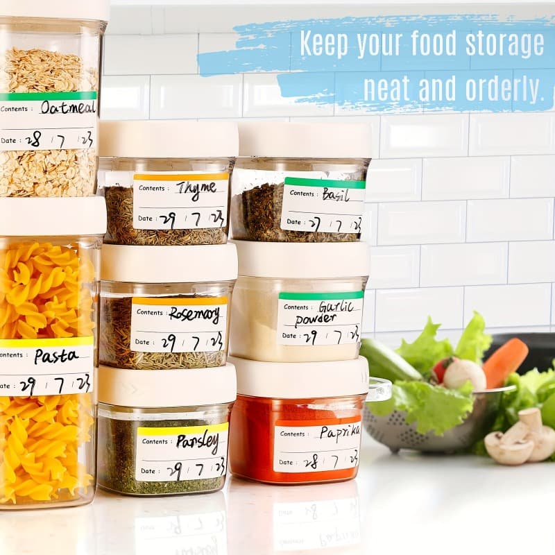 TEMU 10 Sheets/100pcs Coloured Freezer Labels Food Storage Labels Stickers, Fridge Stickers Removable For Food Containers, Freezer Meal Tags For Kitchen Organization