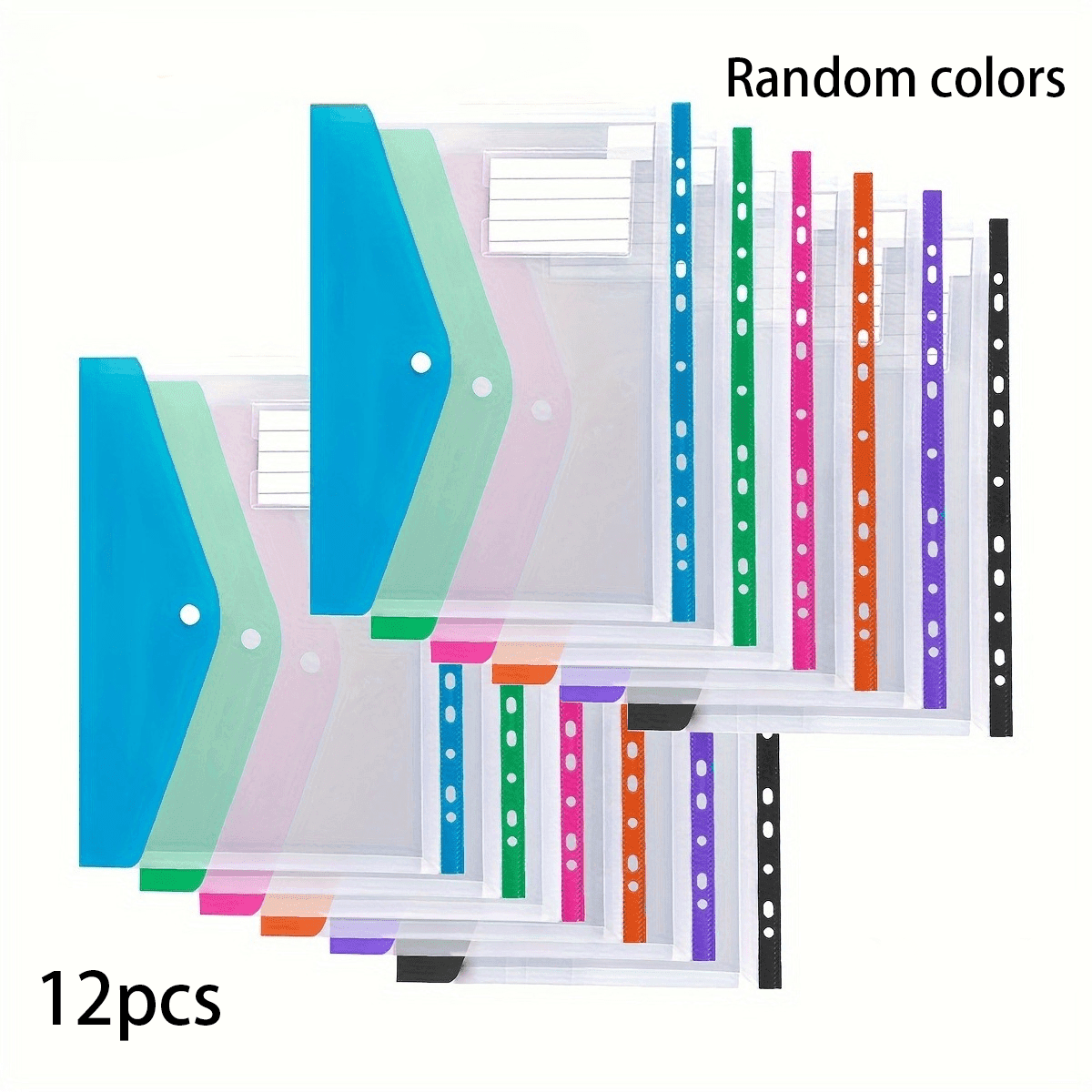 TEMU 12pcs A4 Expandable File Folders, High-capacity Durable Plastic Document Pockets, Random Colors 11-hole Design For School Office Home Attendance, Portable Design