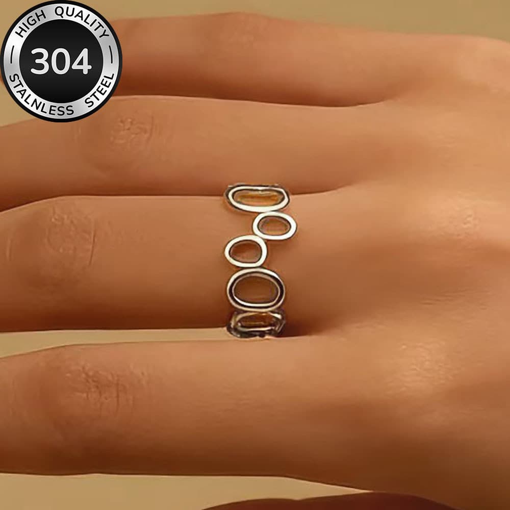 TEMU High-quality Stainless Steel Low-allergy Golden , Fade-resistant, Easy And Elegant, Suitable For Everyday Wear Or As A Fashionable Party Ring For Women, A Jewelry Accessory That A Gift For Her