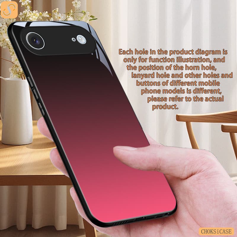 TEMU Phone Case: Pc Glass Cases For Iphone 17 Air Phone Case Cute Black-pink Gradient Hard Protective Casing