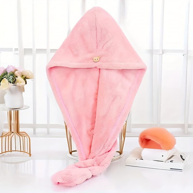 TEMU 1pc Women&;s Quick-dry Hair Towel Wrap - Coral Absorbent Turban-style Shower , Soft & Pink, Modern Bathroom Accessory For Post-shower Hair Care Sinterklaas