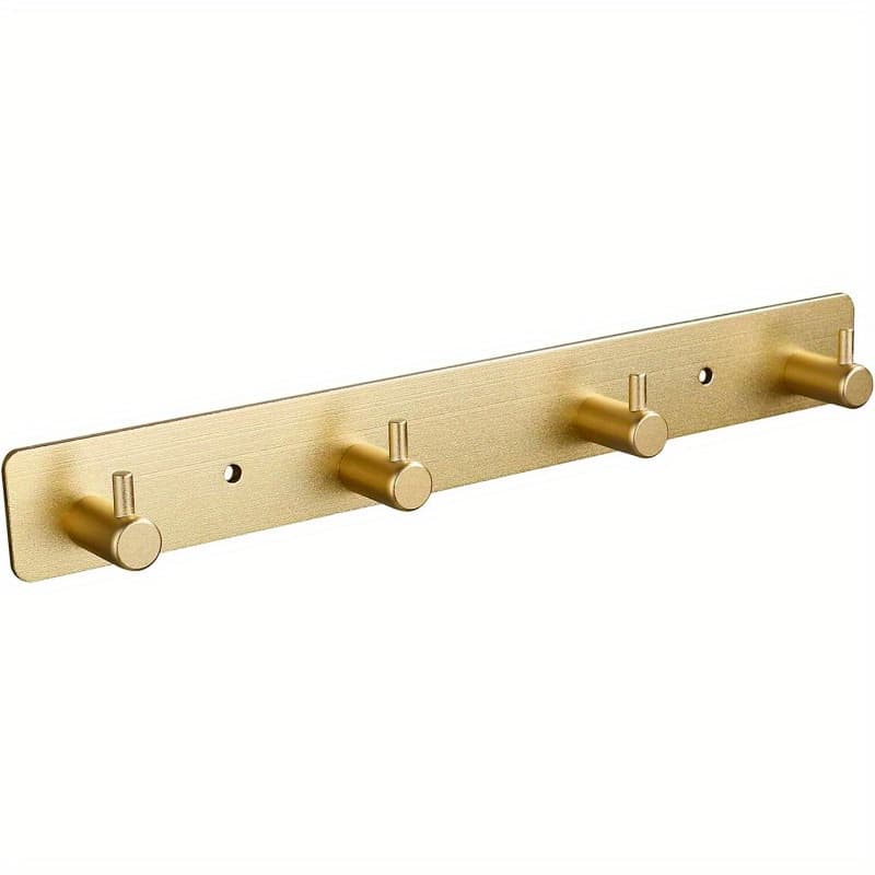 TEMU Integrating Wall-mounted , Towel Hanging, And Robe Storage. Wire-drawn Golden Hook Frame, With Non-punched Strong Adhesive Backing, . Tool For The Bathroom And Behind The Bathroom Door