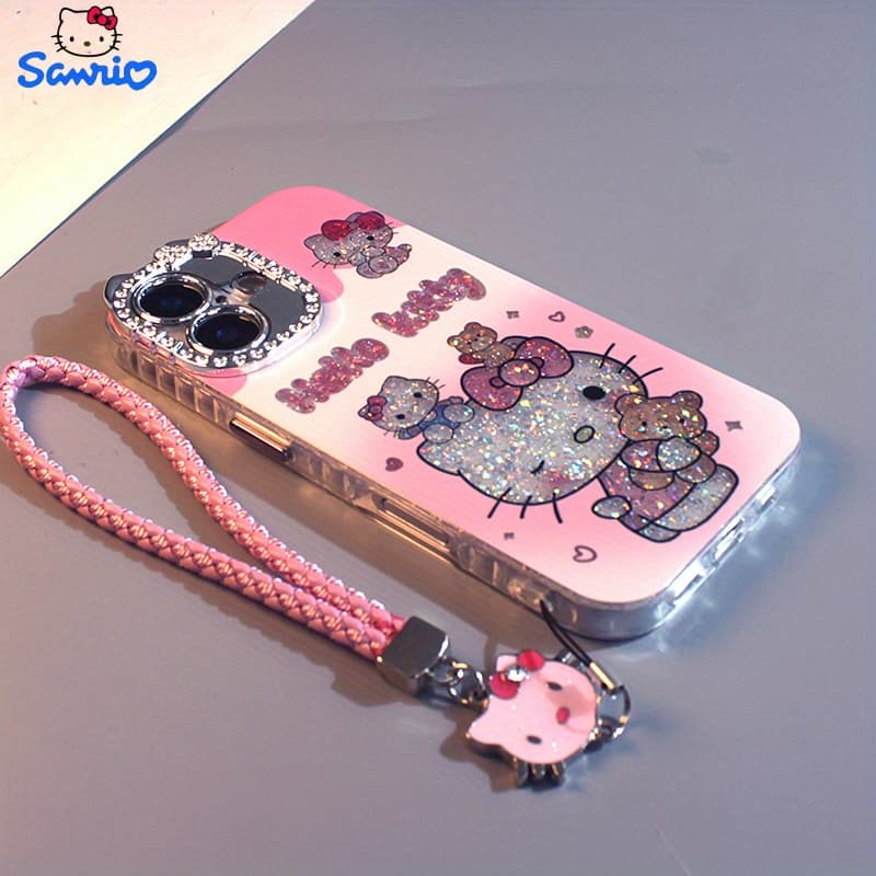 TEMU Sparkling Bear Kt Cat Suitable For Iphone 16 Phone Case 16 New 15 Creative 3d Diamond Studded Ears 14 New Cute 13 Smooth 15 Pro Anti Drop Protective Case Suitable For Iphone 17 Pro 17 Phone Case