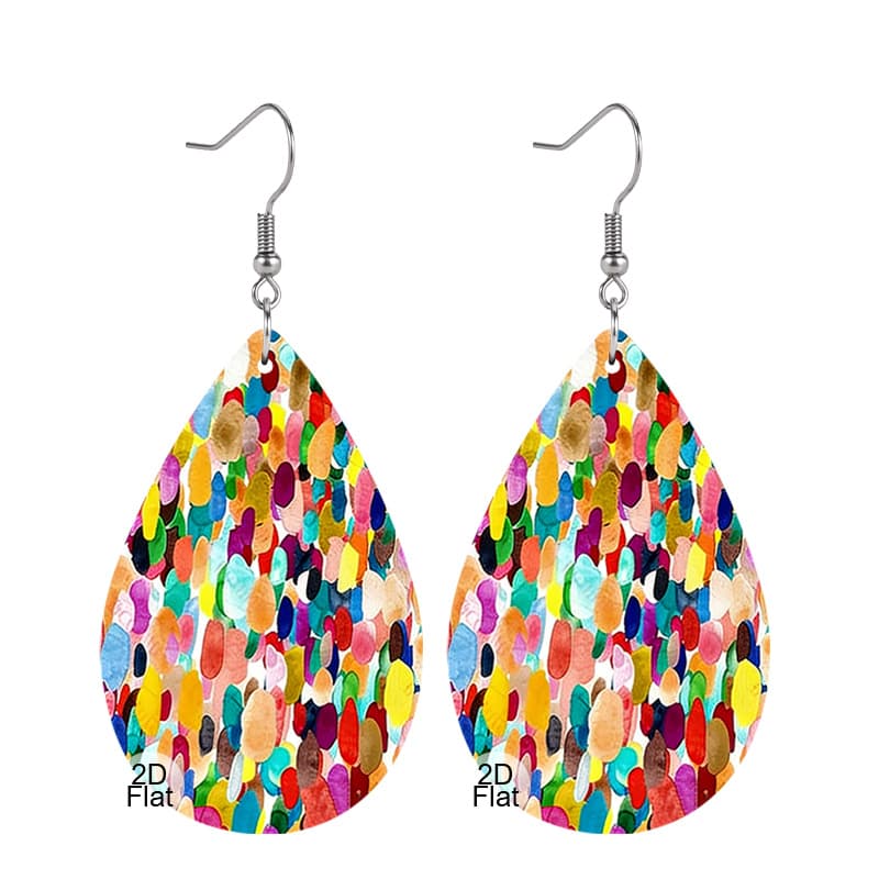 TEMU 1 Pair Vibrant Colorful Spot Faux Leather Dangle Earrings For Women Double-sided Lightweight Teardrop Earrings Boho & Statement Fashion Earrings Jewelry For Festivals & Everyday Wear Gift