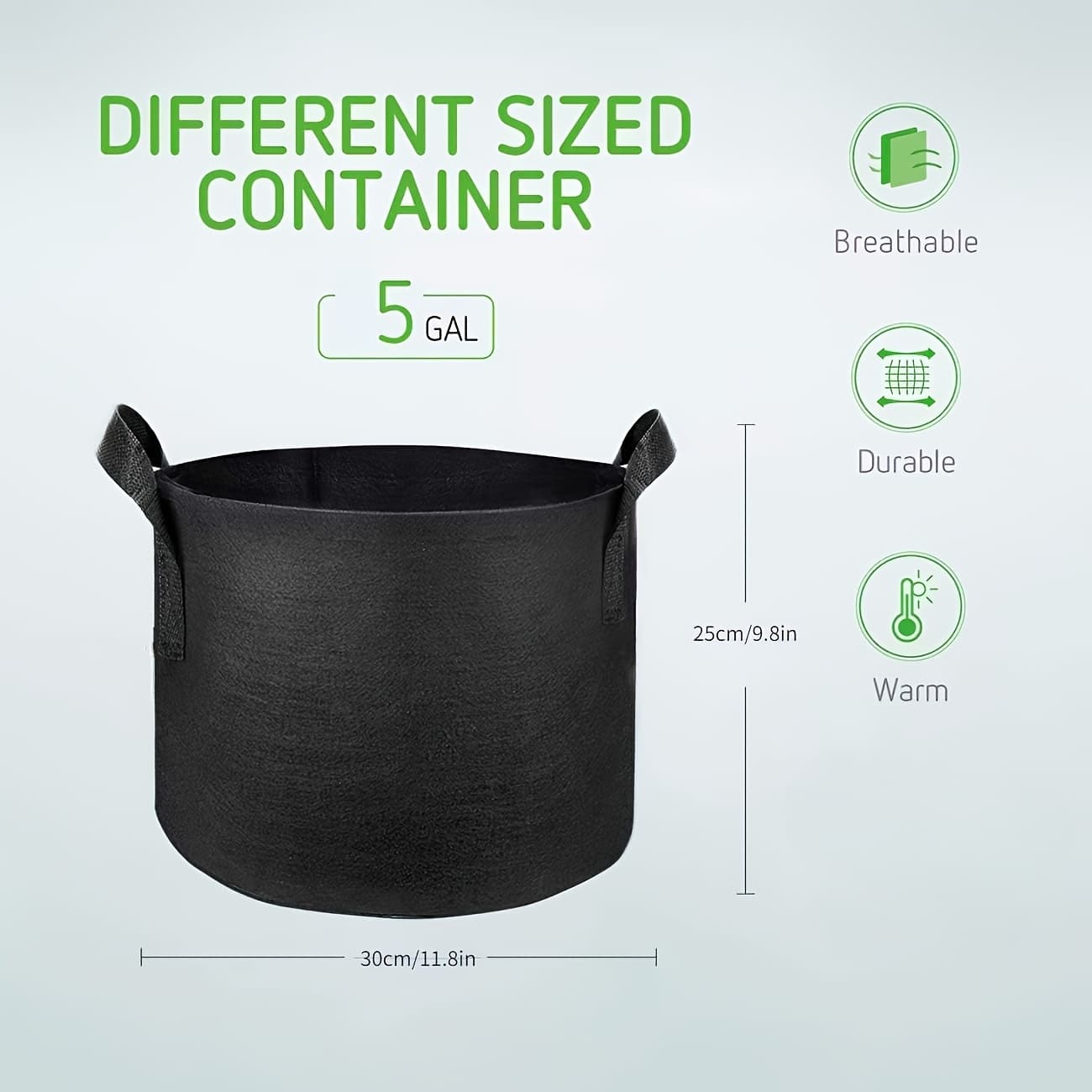 TEMU Large-capacity Box-style Tomato Growing Bag, Garden-, 5-gallon Heavy-duty Non-woven Fabric Planter, With Handles, Suitable For Indoor And Outdoor Use, With Drainage Holes, 10.58 Ounces Thick