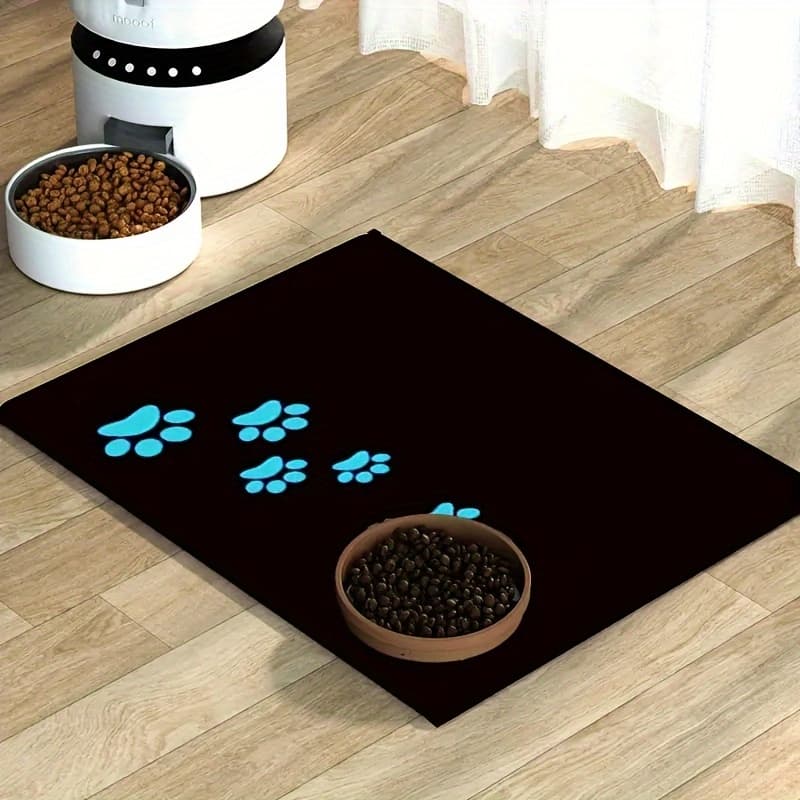 TEMU A Cute Paw Print Pet Feeding Mat - Non-slip And Durable, Featuring A With Designs, Perfect For Food Bowls And Holiday Decorations