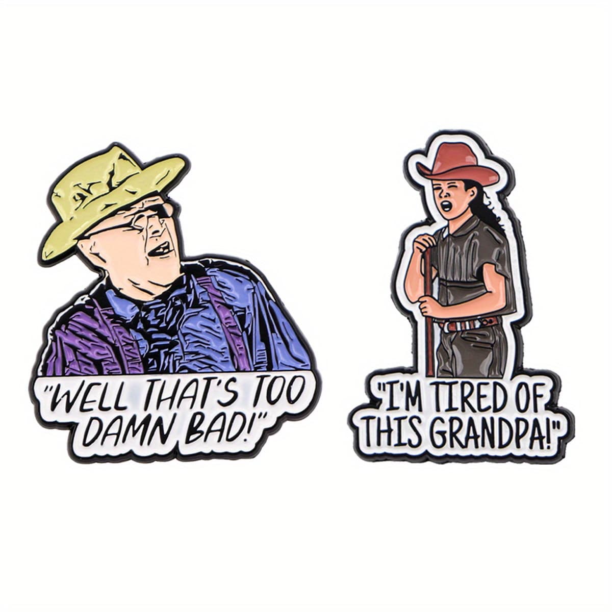 TEMU Set Of 2 Movie-themed Enamel Pins, Cartoon Brooches, Metal Lapel Badges, Jewelry Gifts