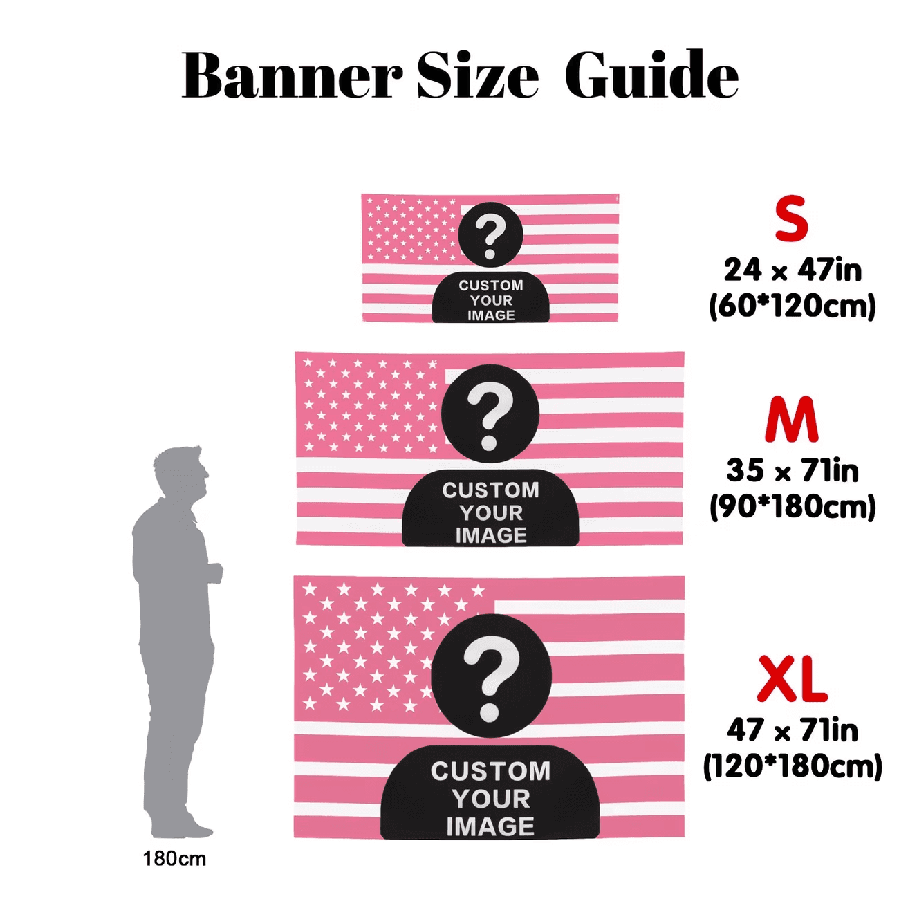 TEMU 2d Flat - 2d Flat - Single Personalized Pink American Flag In 2d Flat Banners - Customizable With Photo/text/logo For Use, Suitable For Memorials, Sports Events