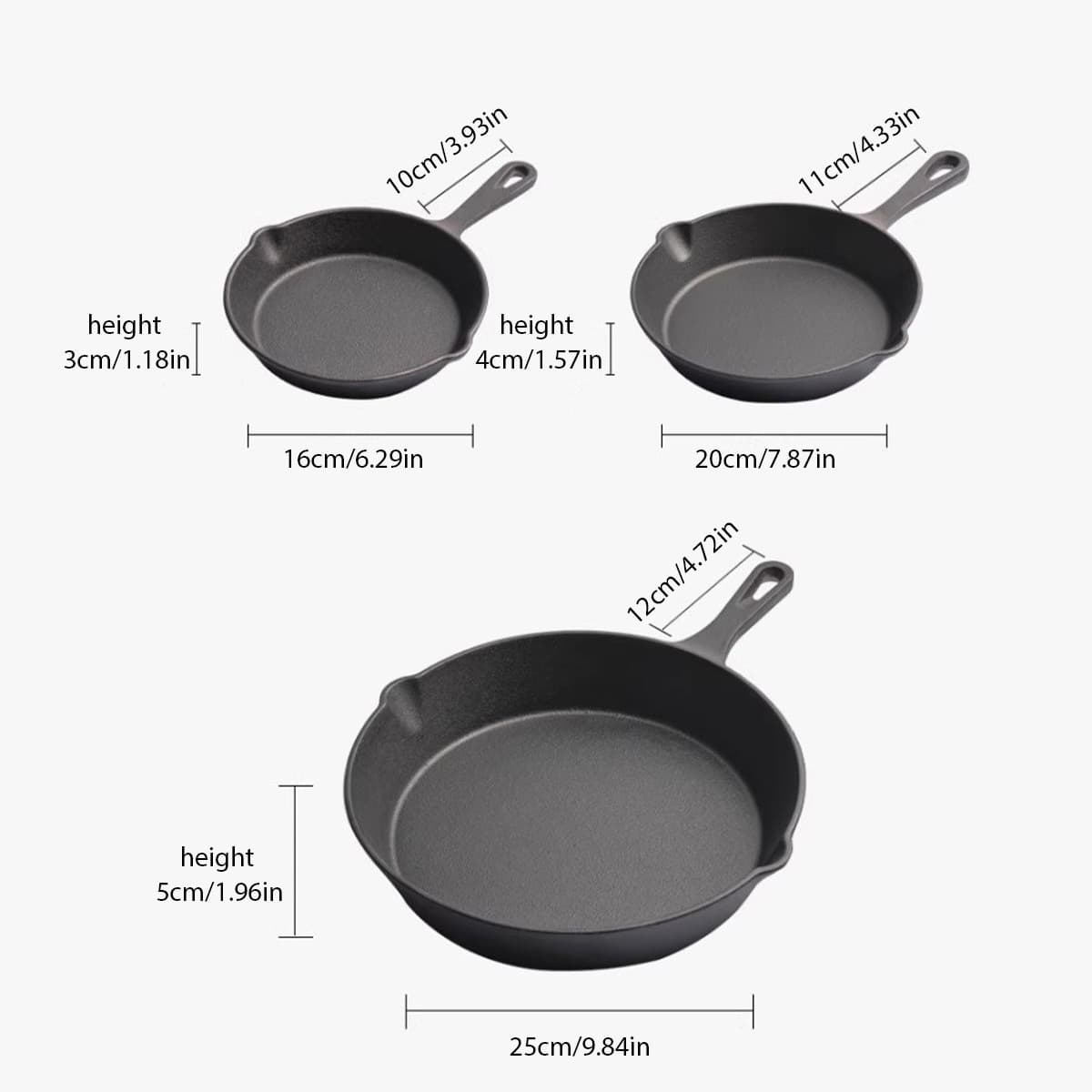 TEMU 3pcs Cast Iron Pancake Steak Frying Pan Mini Meat Egg Home Flat Bottom Pan Cookware Oil Splatter Pot