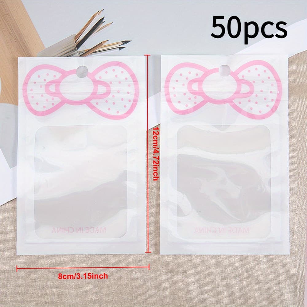 TEMU 50pcs Cute Bow Bags Reusable Bone Strip Seal Bags For Retail Packaging Display Giveaways/gift Bags