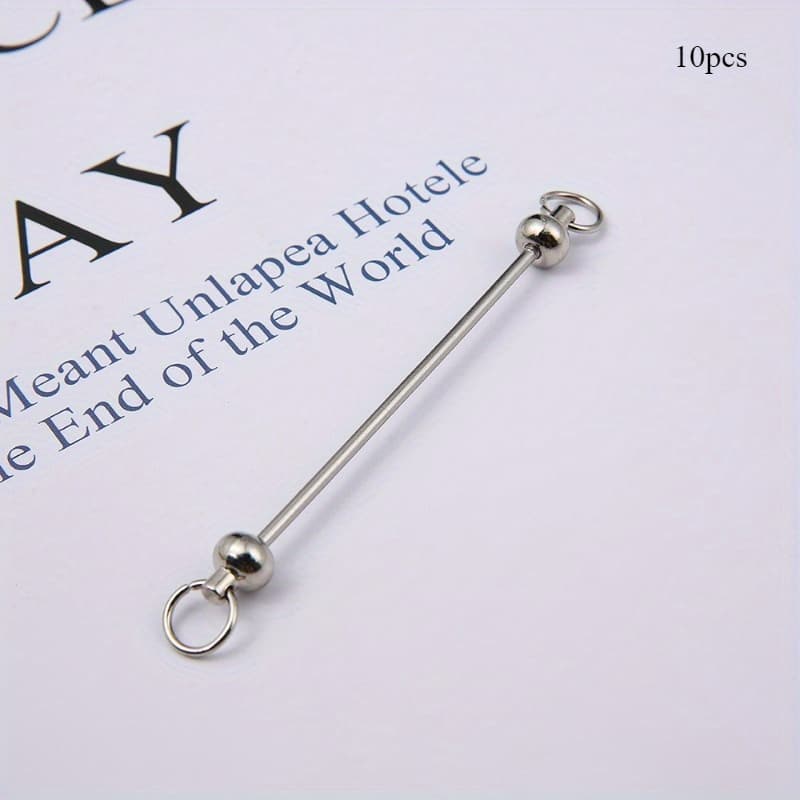 TEMU 10pcs Beadable Keychains Diy Set, Metal Blank Keychains Bars Beaded Keychain Making Kit, Keychain Making Supplies For Diy Gift Craft Accessories