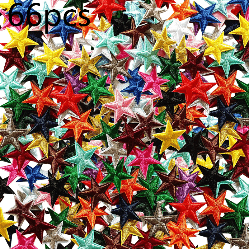 TEMU 66pcs Star Iron On Patches Star Patches Embroidered Patch Colorful Pentagram Iron On Patches Five-pointed Stars Applique Embellishments For Clothing, Jackets, Backpacks Decorations Multicolor