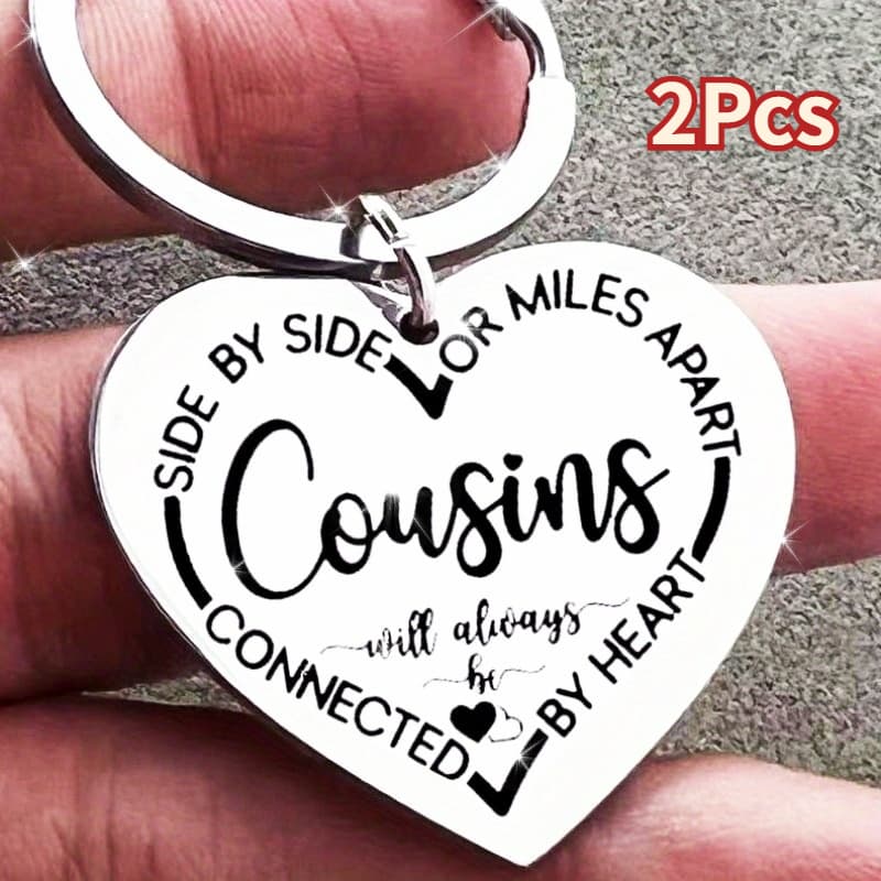 TEMU 2pcs Cousins Will Be Keychain Stainless Shaped Key Chain Ring Birthday Gift For Cousins