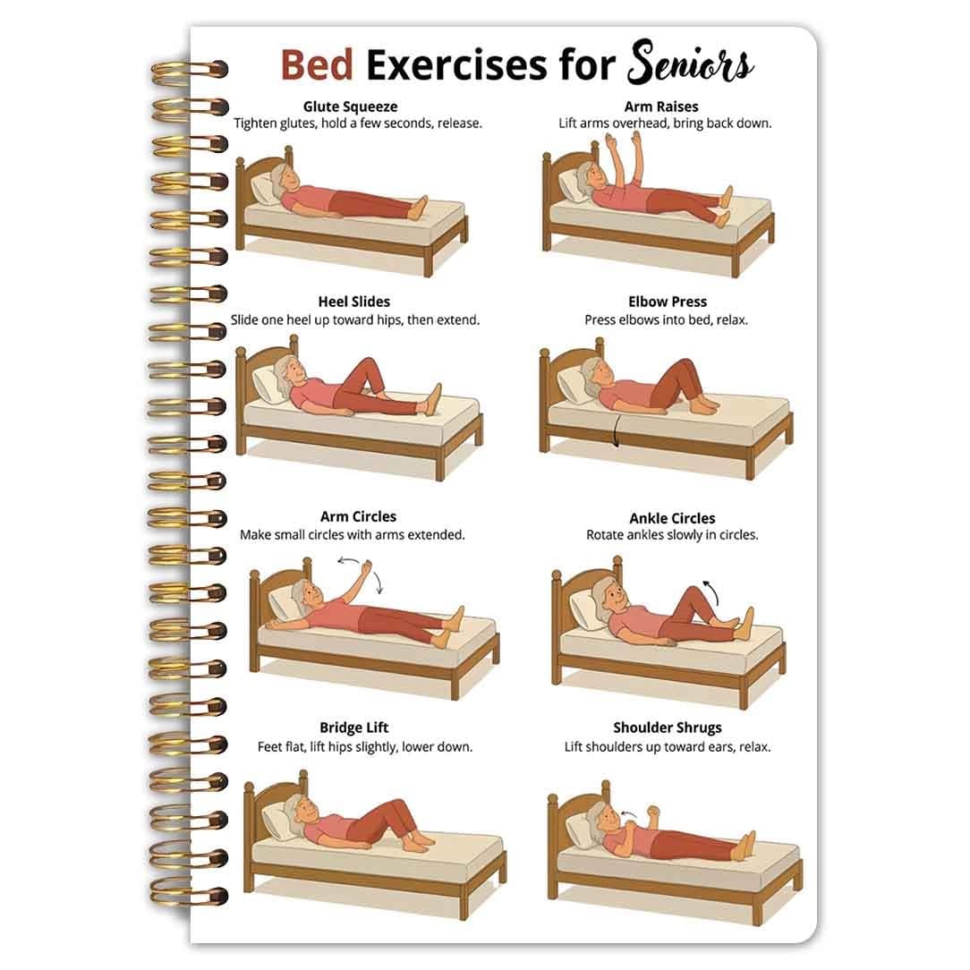 TEMU 1pc Bed Exercises For Seniors Spiral Notebook, 5.5x8.3 Inches, High Quality Pages, Guide, Gift For Elderly Health Enthusiasts, Durable Spiral Binding
