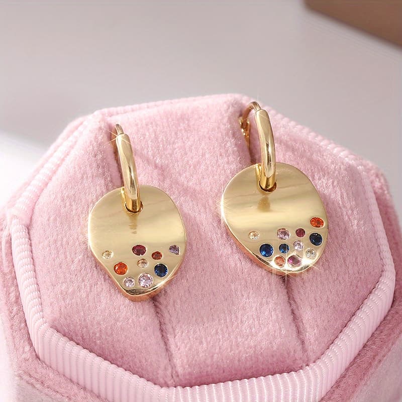 TEMU 1 Pair Of Sparkling Inlaid Synthetic Zirconia Earrings, Daily Gifts, Party Jewelry