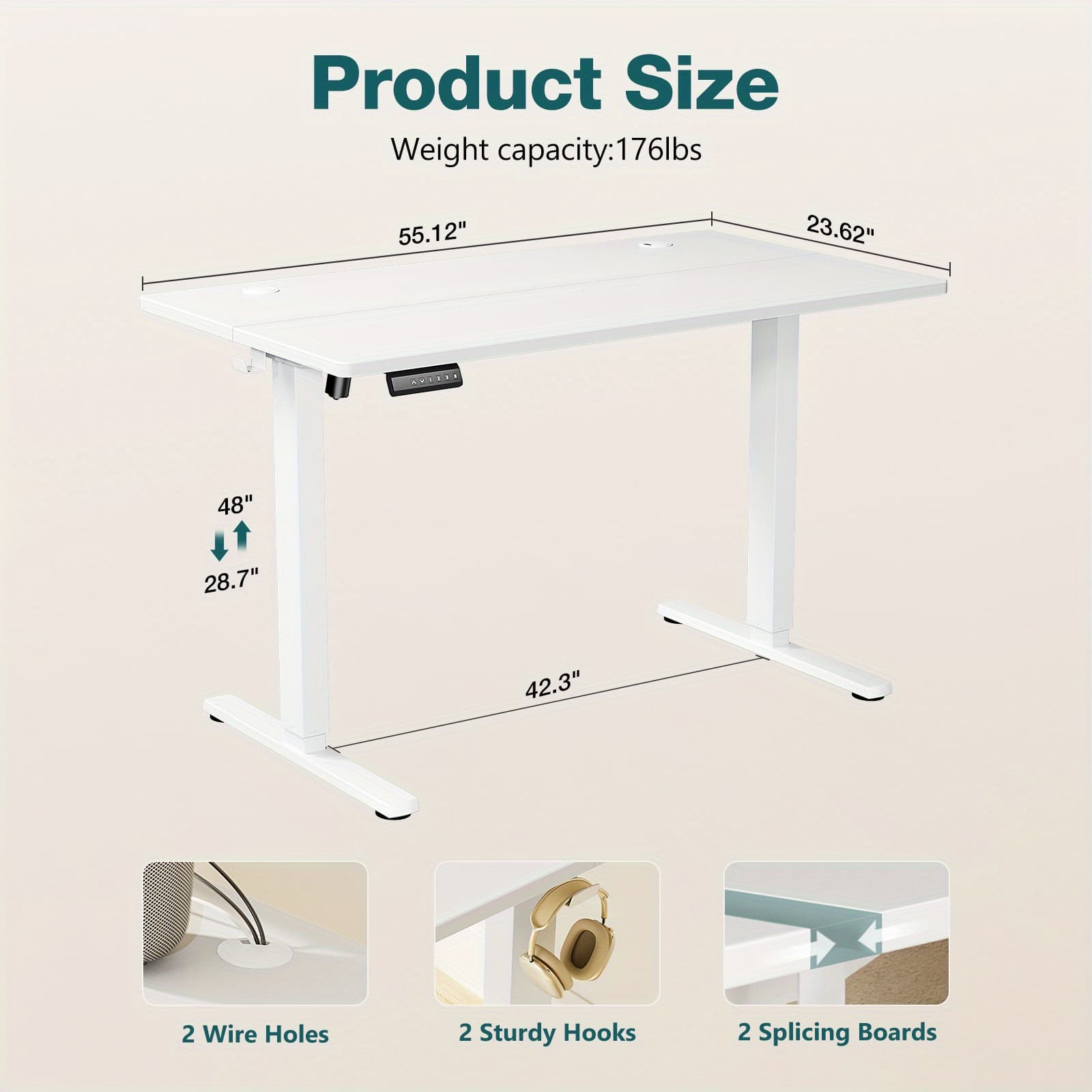 TEMU Ergonomic Height-adjustable Lift Table Computer Desk Suitable For Office Study Room Bedroom Living Room