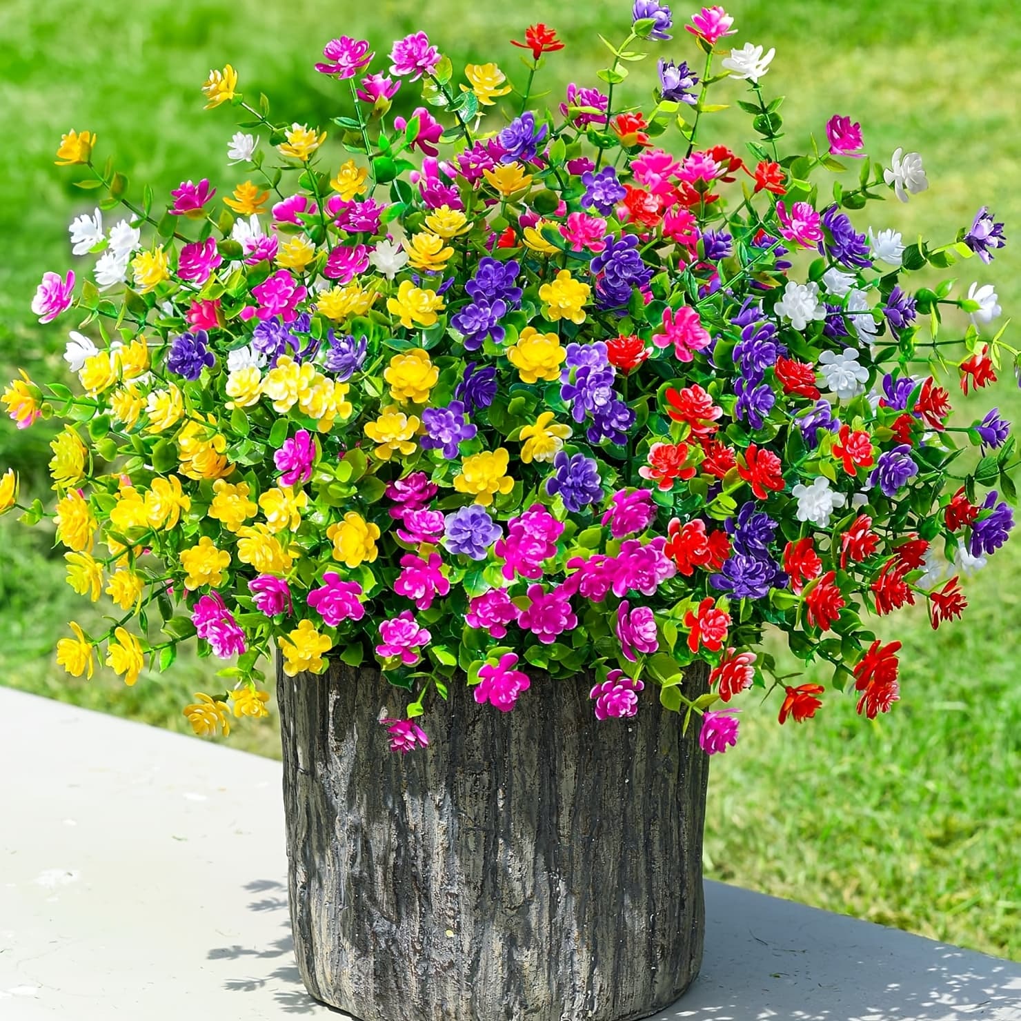 TEMU 20 Bundles Of Artificial Outdoor Flowers, Uv-resistant And Fade-proof, Plastic Boxwood Shrubs For Garden, Patio, Porch, Flower Box, Home, Wedding And Farmhouse Hanging Decoration