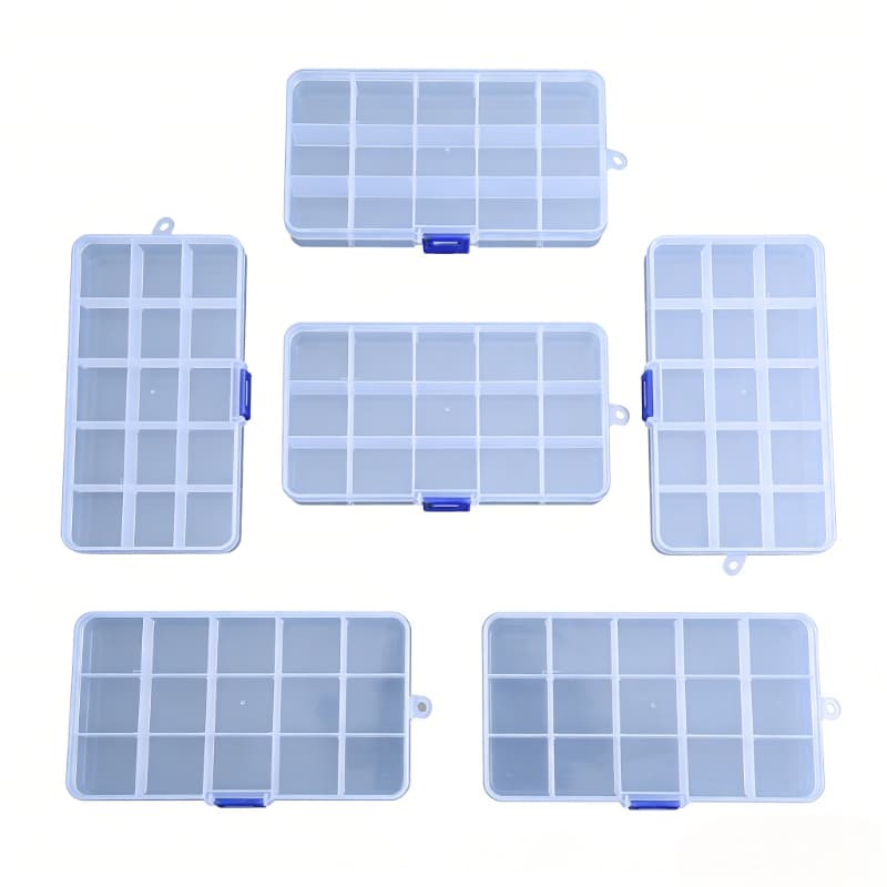 TEMU 7pcs Clear Organizer Boxes With 15 Removable Grids - Secure , Stackable For Beads, Jewelry Diy, Crafts, Earrings & Fishing Tackle | Small Parts Storage Solution, Practical Stackable Boxes
