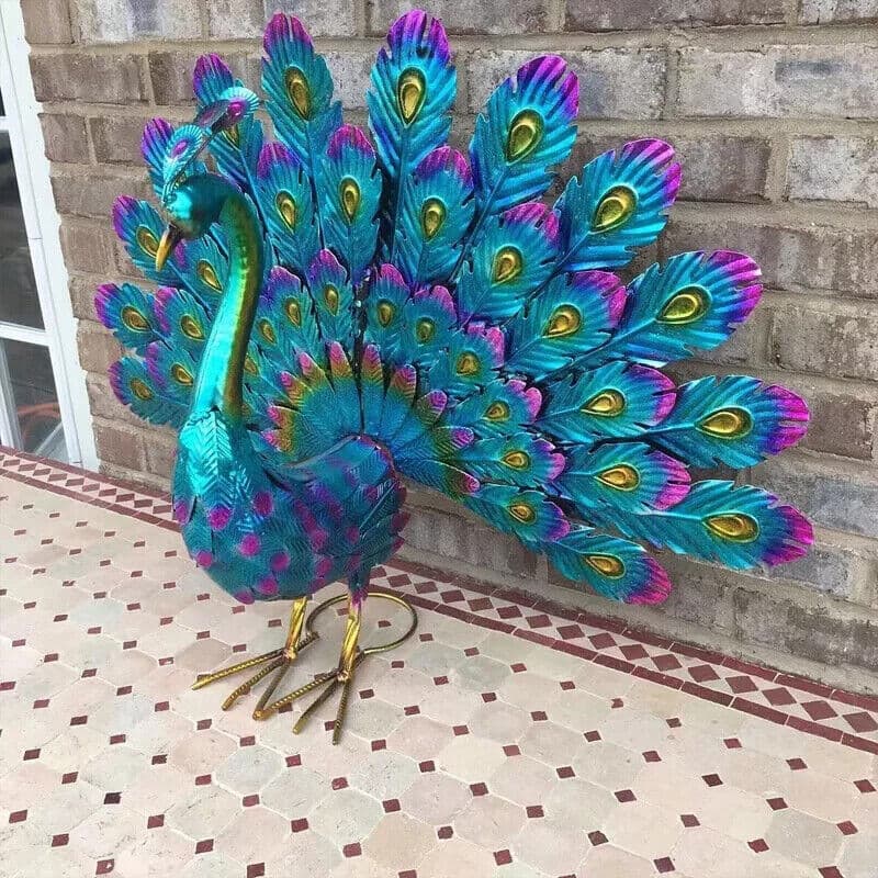 TEMU Metal Peacock Sculpture For Garden Decoration, Perfect For Outdoor Lawn Art.