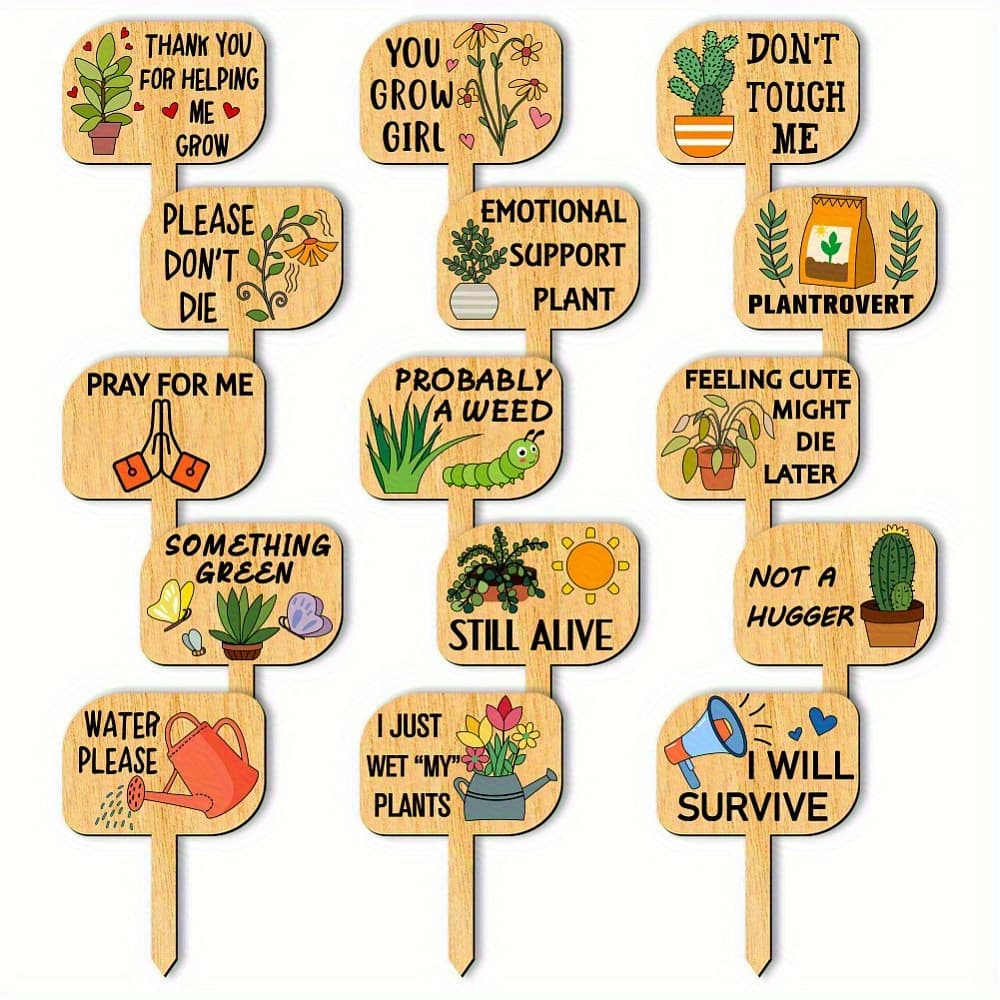 TEMU 15 Wooden Plant Labels, Plant Identification, Gardening Markers, Vegetable Seedling Stickers, Handmade
