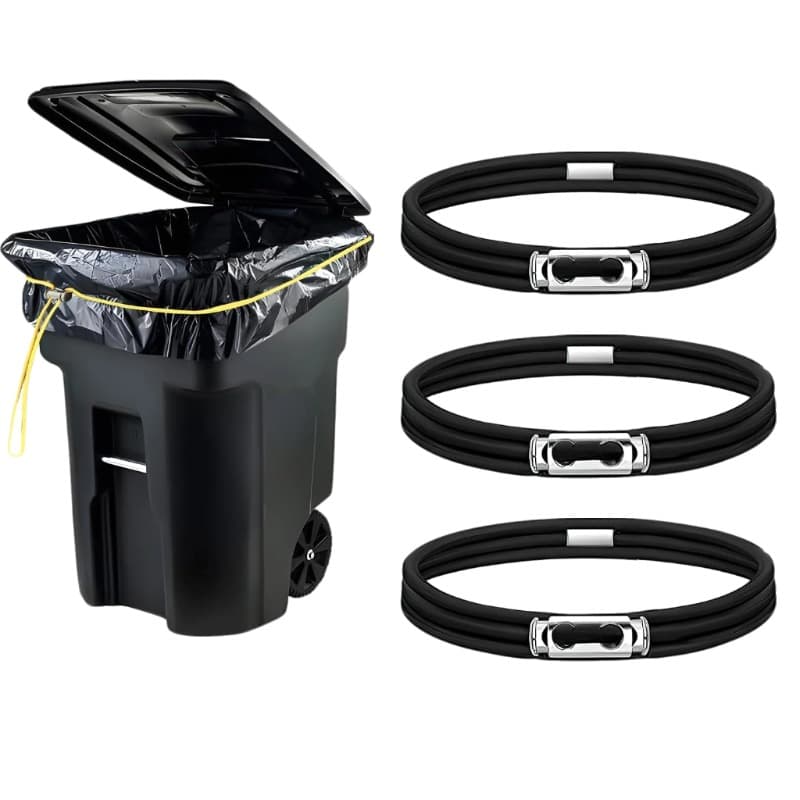 TEMU Set Of 3 Oversized Rubber Bands Designed For Trash Bins, Adjustable Cord Locks Suitable For 40-96 Gallon Garbage Cans, Versatile Bungee Cords For Use In Kitchens, Homes, Offices, And Schools