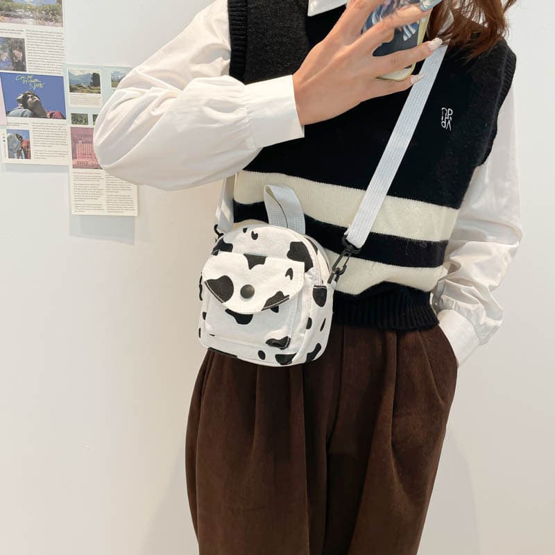 TEMU Milk Pattern Backpack Women Cute New Bag Trendy Fashion Shoulder Bag Casual Crossbody Bag