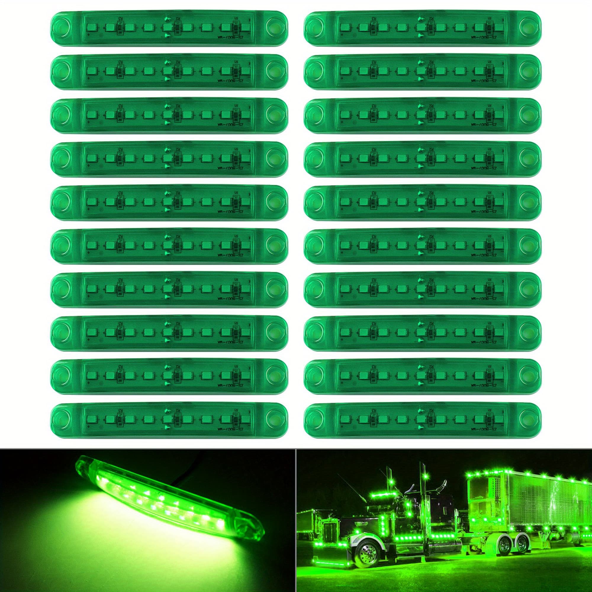 TEMU 20pcs 12v 9led Side Marker Light Lamp Indicator Light Bar -yellow, Red, White, Blue, Green