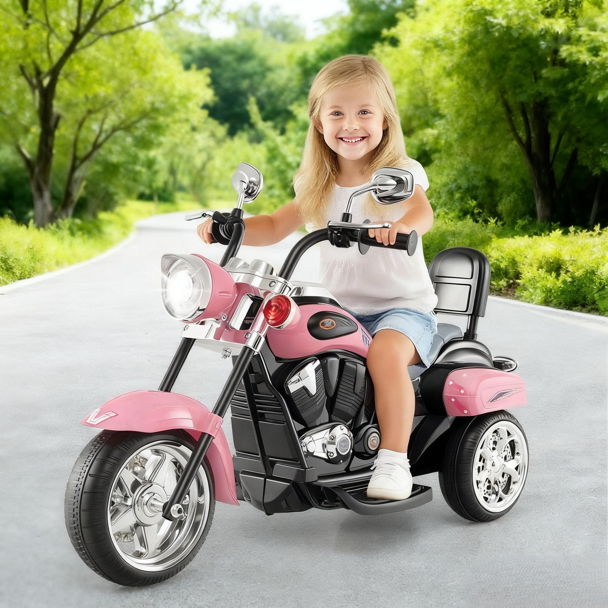 TEMU 6v Electric Kids Motorcycle, 3- On Toy With Adjustable Headlight, & Engine Sound, Powered Mini Motorbike For + Years Old, Gift For , Rose