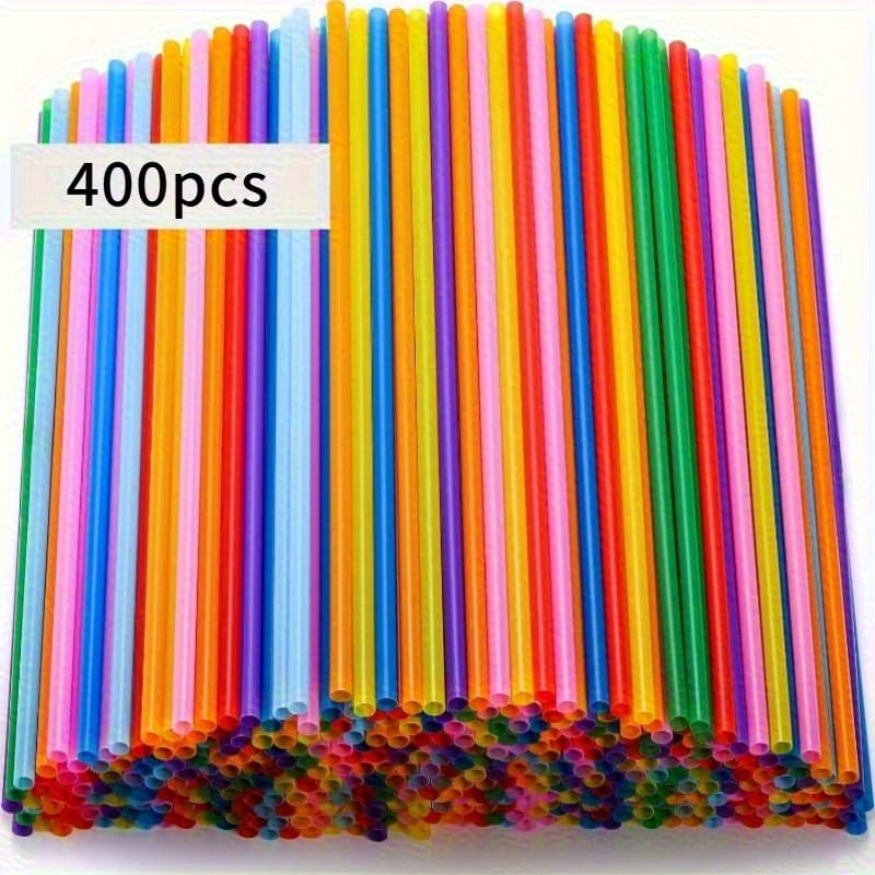 TEMU 400pcs Colorful Plastic Straws, Diameter 0.24inch (. 0.6cm), Length 10inch (. 26cm) Milkshake Straws, Suitable For Parties, Smoothies, Coffee, And Soda