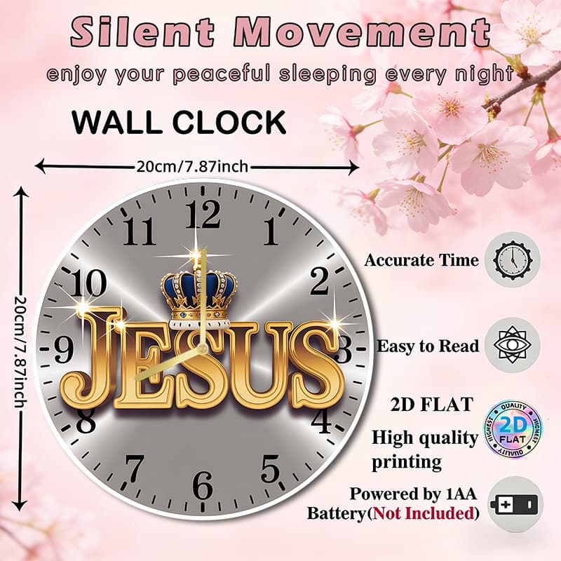 TEMU 2d Flat Design 1pc Crown Clock Design Creative Minimalist Clock, Silent Quartz Movement, Battery Operated (battery Not Included) For Bedroom Living Room Office Kitchen Bathroom, 2d Flat