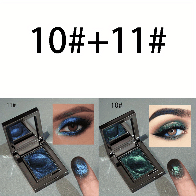 TEMU 2pcs Monochrome Glitter Eyeshadow Palette - Waterproof And Sweatproof, Easy To Blend Formula, Suitable For Music Festivals, Parties, And Stage Performances - Brown, Green, Blue, Golden, Black