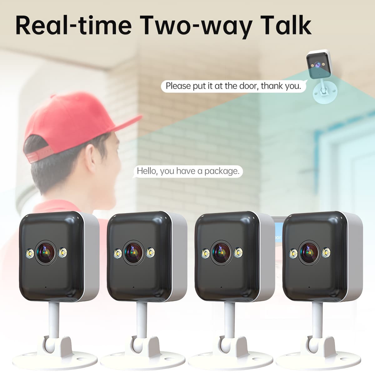 TEMU 4pcs Jooan Pro Edition Wifi Camera, Surveillance Camera, 1080p Full Hd Wifi Security Camera, With Auto-tracking, Night Vision, Audio, Usb-powered (no Battery Required)