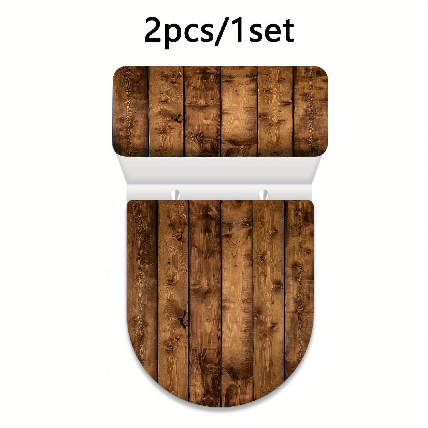 TEMU 2pcs, Spring Summer Theme, Wood Grain Toilet Lid And Tank Cover Cloth Set, Universal Bathroom Decorative Toilet Cover, Toilet Lid Cover Cloth Gift
