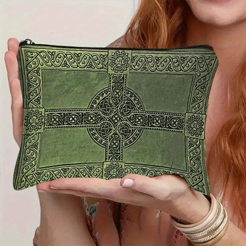TEMU 1pc Celtic Knot Makeup Bag- Elegant Black Cosmetic Organizer, Portable Travel Toiletry Bag, Unisex, Suitable For Gym, Camping, And Daily Use- Neutral Irish , Great Gift For Relatives
