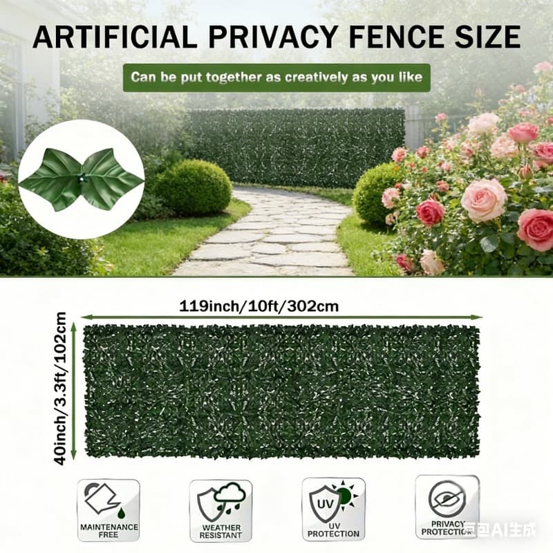 TEMU Realistic Artificial Ivy Privacy Fence 119" X 40", Perfect For Enhancing Garden Patio Privacy And Aesthetics